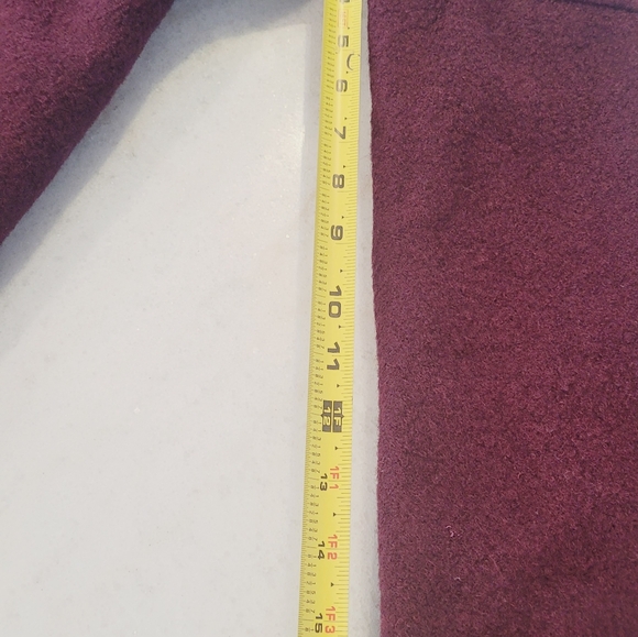 Guess Y2K Belted Pea Coat Womens XL Maroon Burgundy Silver Buttons - Picture 10 of 10